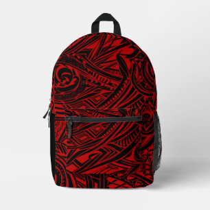 Schwarz-Rot-Stämme Abstrakt Bedruckter Rucksack