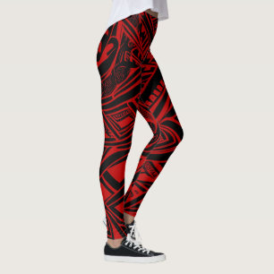 Schwarz-Rot-Stämme Abstrakt Leggings