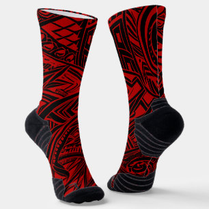 Schwarz-Rot-Stämme Abstrakt Socken