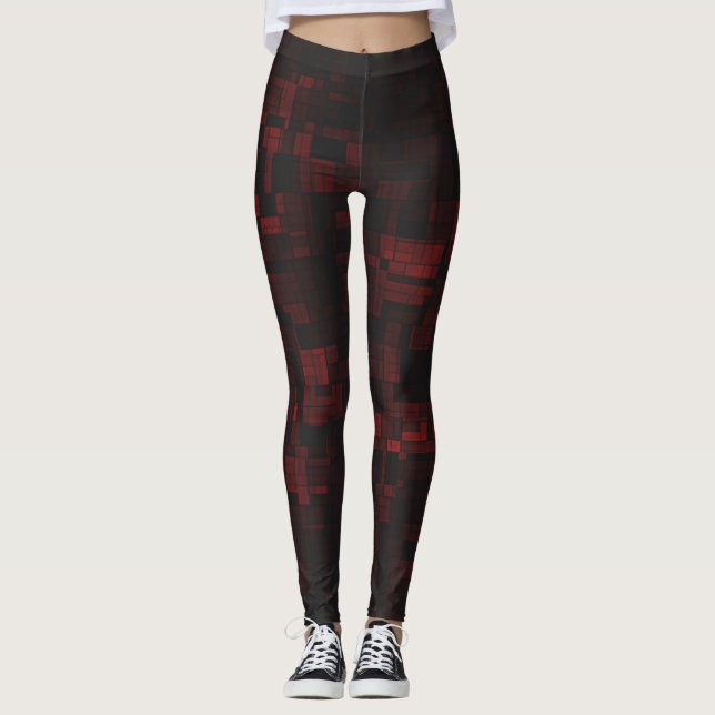 Schwarz Rot subtile Wiedergabe auf Farbe Frauen Ko Leggings (Vorderseite)