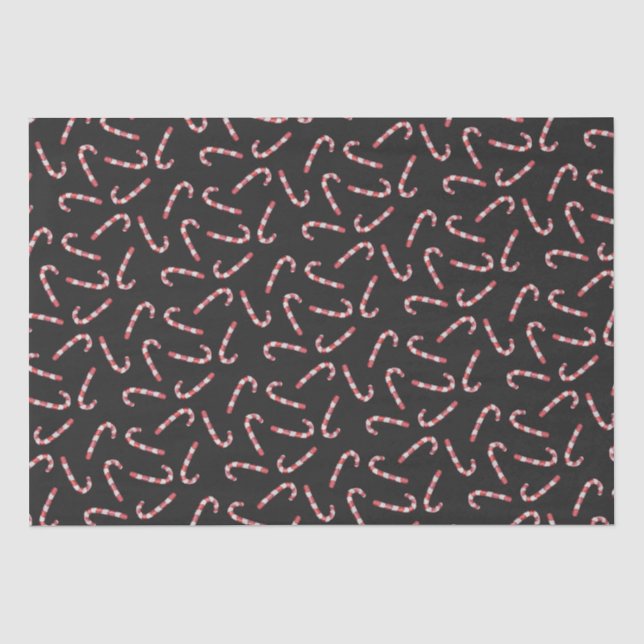 Schwarz Rot Traditionelle Candy Cane Weihnachten Seidenpapier (Vorderseite)