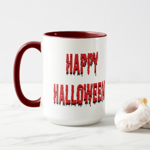 Schwarz Rot Tropftyp minimal glücklich Halloween Tasse