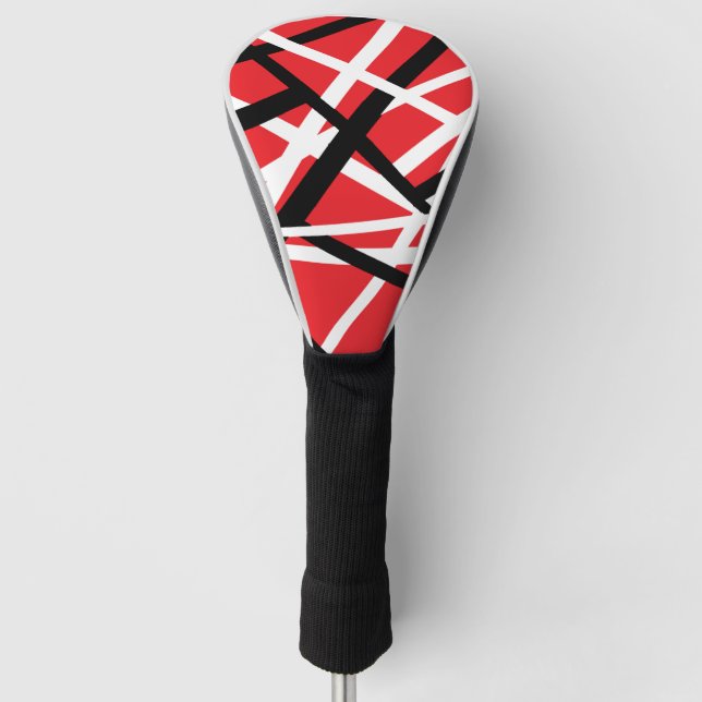 Schwarz, Rot und Weiß Golf Headcover (Vorderseite)