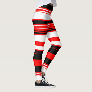 Schwarz, Rot und Weiß Leggings