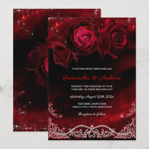 Schwarz Rot und Weiße Hochzeit Einladung