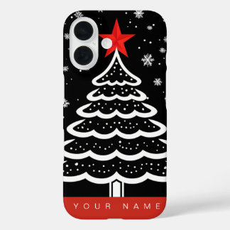 Schwarz/Rot Weihnachten iPhone 16 Hülle
