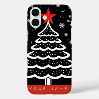 Schwarz/Rot Weihnachten iPhone 16 Plus Hülle
