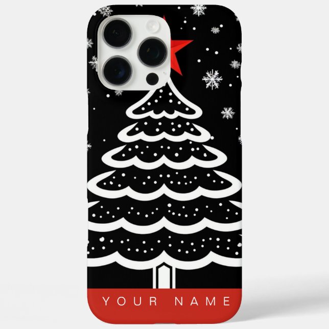 Schwarz/Rot Weihnachten iPhone 16 Pro Max Hülle (Rückseite)