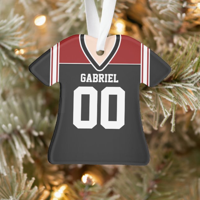 Schwarz/Rot/Weiß Fußball Jersey Ornament (Baum)