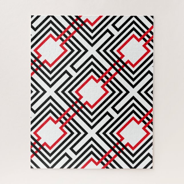 Schwarz Rot & Weiß Geometrisch (Vertikal)