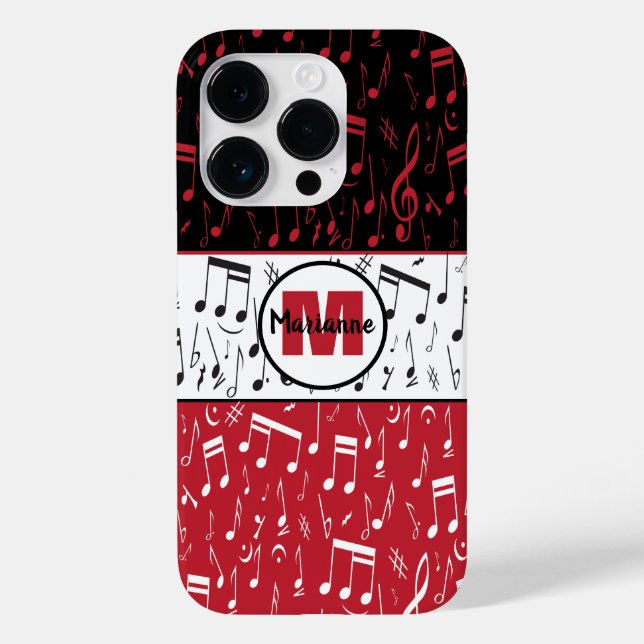 Schwarz-Rot-Weiß-Musiknoten Case-Mate-iPhone Case-Mate iPhone 14 Pro Hülle (Rückseite)