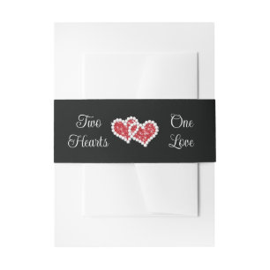 Schwarz, Rot, Weiß, Zwei Herzen, eine Liebe Einladungsbanderole