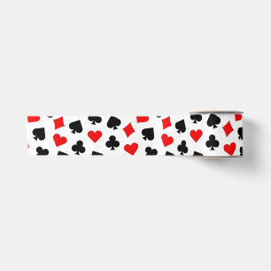 Schwarz-Rot-Weiße Casino-Kartensymbole Satinband