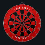 Schwarz/Rot | Weißer Schriftart Rot für weitläufig Dartscheibe<br><div class="desc">Zweifarbiges Dartboard in Schwarz und Rot mit zwei personalisierten Textzeilen in Weiß. Brauchen Sie Hilfe beim Design (z.B. in verschiedenen Farben)? E-Mail help@karenchaudesigns.com</div>