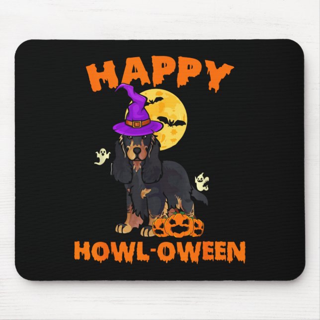 Schwarz-Rotbrauner Cocker Spaniel Hund Hexe Hallow Mousepad (Vorne)