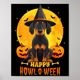 Schwarz-Rotbrauner Coonhound Halloween-Hund-Heulen Poster