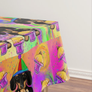 Schwarz-Rotbrauner Dachshund Tischdecke