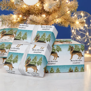 Schwarz-Rotbrauner Deutscher Schäferhund im Winter Geschenkpapier