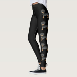 Schwarz-Rotbrauner Drahthaar-Dackel-Cartoon-Hunde Leggings