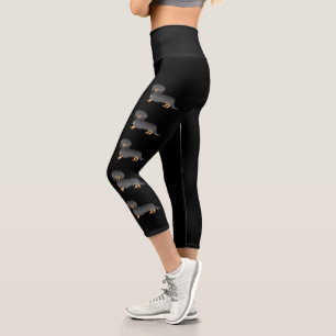 Schwarz-Rotbrauner Langhaar-Dachshund Cartoon-Hund Capri Leggings