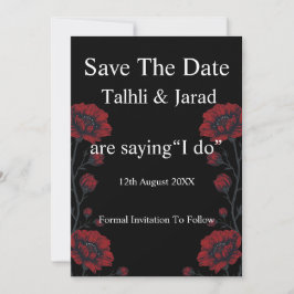 Schwarz & Rote Rosen Gothic Save The Date Einladung