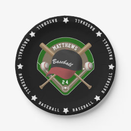 Schwarz| Roter Baseball Diamond Bats - Kugelschrei Pappteller
