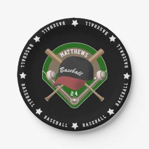 Schwarz  Roter Baseball Diamond Bats - Kugelschrei Pappteller