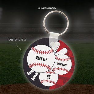 Schwarz-roter Baseballspieler Sportteam-Anhänger Schlüsselanhänger