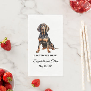 Schwarz-roter Coonhound Hochzeitshund Foto Serviette