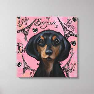 Schwarz-roter Doxie Leinwanddruck