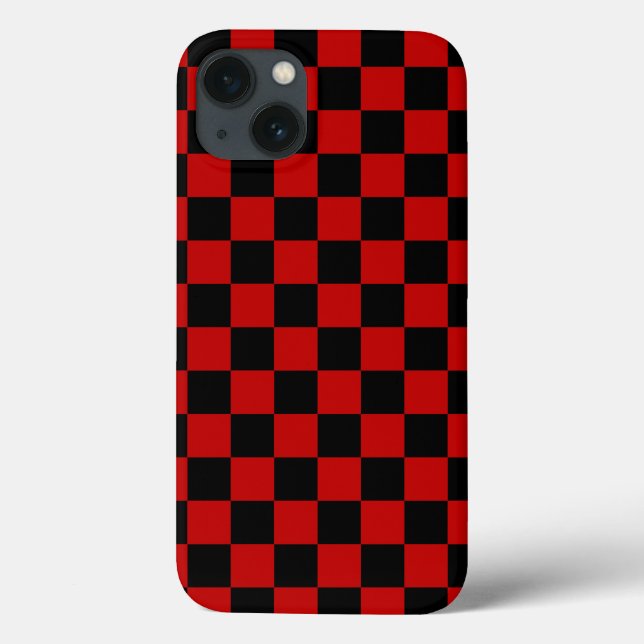 Schwarz + Roter Karo Prüfmuster Case-Mate iPhone Hülle (Rückseite)