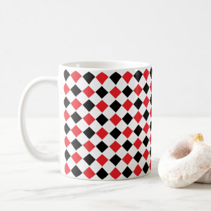 Schwarz-rotes Argyle-Muster Kaffeetasse