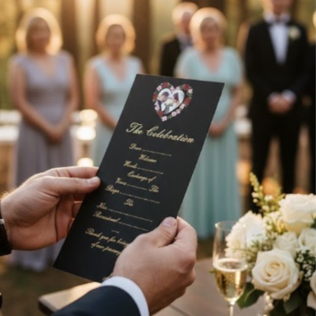 Schwarz-rotes Hochzeitsprogramm - Florales Rosenhe (Von Creator hochgeladen)