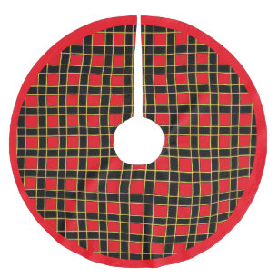 Schwarz-rotes Karomuster Polyester Weihnachtsbaumdecke