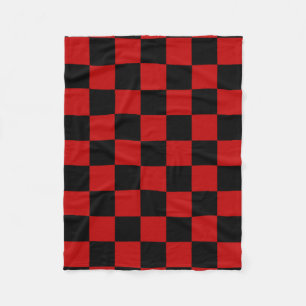 Schwarz-rotes Quadratmuster Fleecedecke