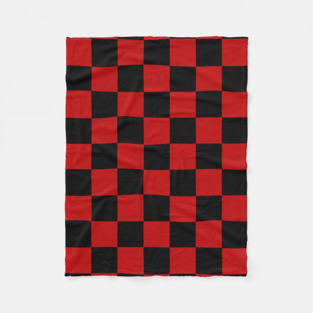 Schwarz-rotes Quadratmuster Fleecedecke (Vorderseite)