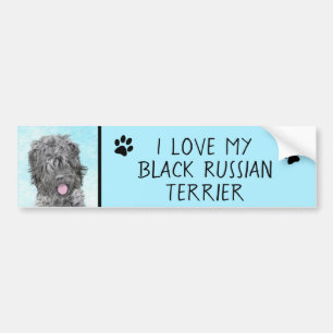 Schwarz-Russisch-Terrier-Malerei - Niedlicher Orig Autoaufkleber