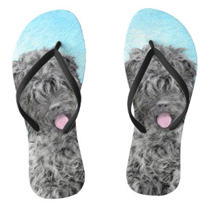 Schwarz-Russisch-Terrier-Malerei - Niedlicher Orig Flip Flops