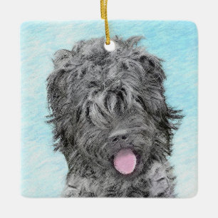 Schwarz-Russisch-Terrier-Malerei - Niedlicher Orig Keramikornament