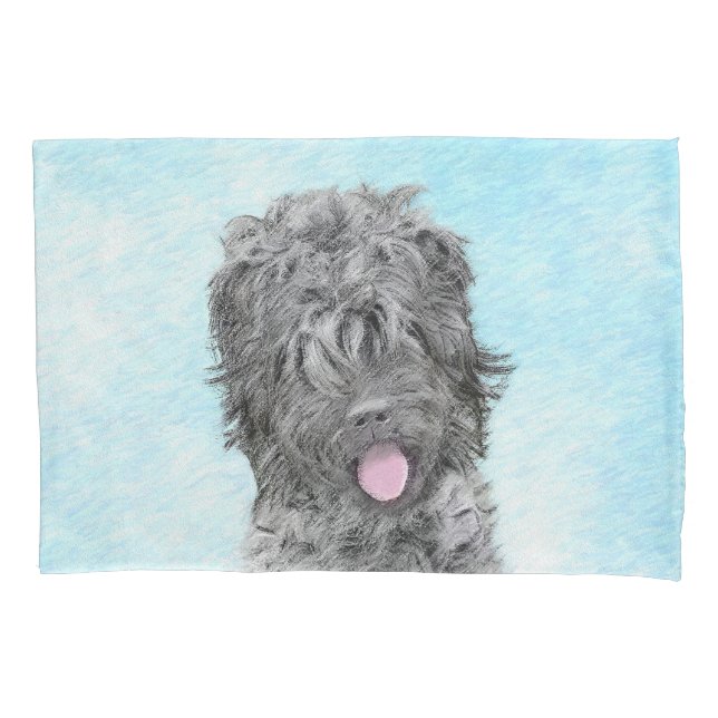Schwarz-Russisch-Terrier-Malerei - Niedlicher Orig Kissenbezug (Vorderseite)
