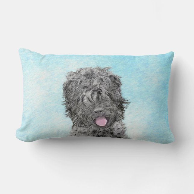 Schwarz-Russisch-Terrier-Malerei - Niedlicher Orig Lendenkissen (Vorderseite)
