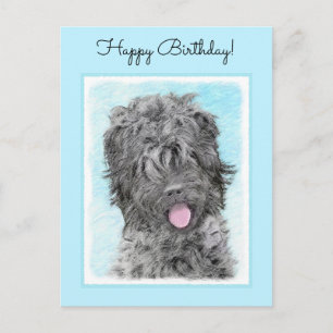 Schwarz-Russisch-Terrier-Malerei - Niedlicher Orig Postkarte