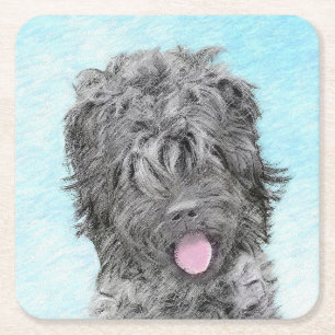 Schwarz-Russisch-Terrier-Malerei - Niedlicher Orig Rechteckiger Pappuntersetzer