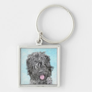 Schwarz-Russisch-Terrier-Malerei - Niedlicher Orig Schlüsselanhänger