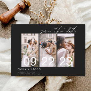 Schwarz Save the Date 3 Foto Elegant