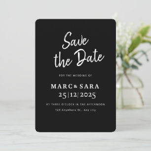 Schwarz Save the Date bearbeitbar, moderner Schwar