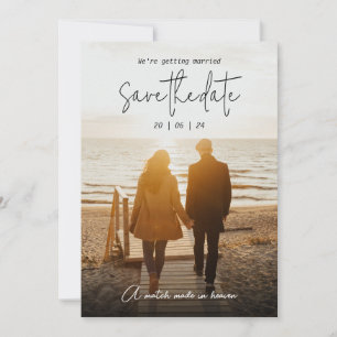 Schwarz Save the Date mit Foto Minimalistisch, Boh