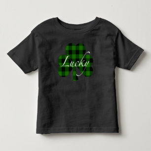 Schwarz-Schwarz-kariertes Kleeblatt Kleinkind T-shirt