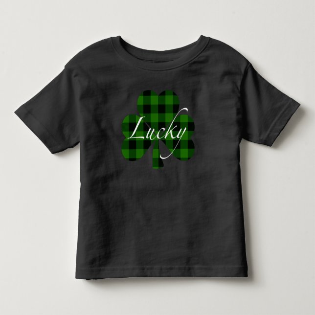 Schwarz-Schwarz-kariertes Kleeblatt Kleinkind T-shirt (Vorderseite)