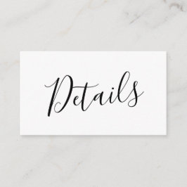 Schwarz-Script-Hochzeitungs-Detailkarte Begleitkarte